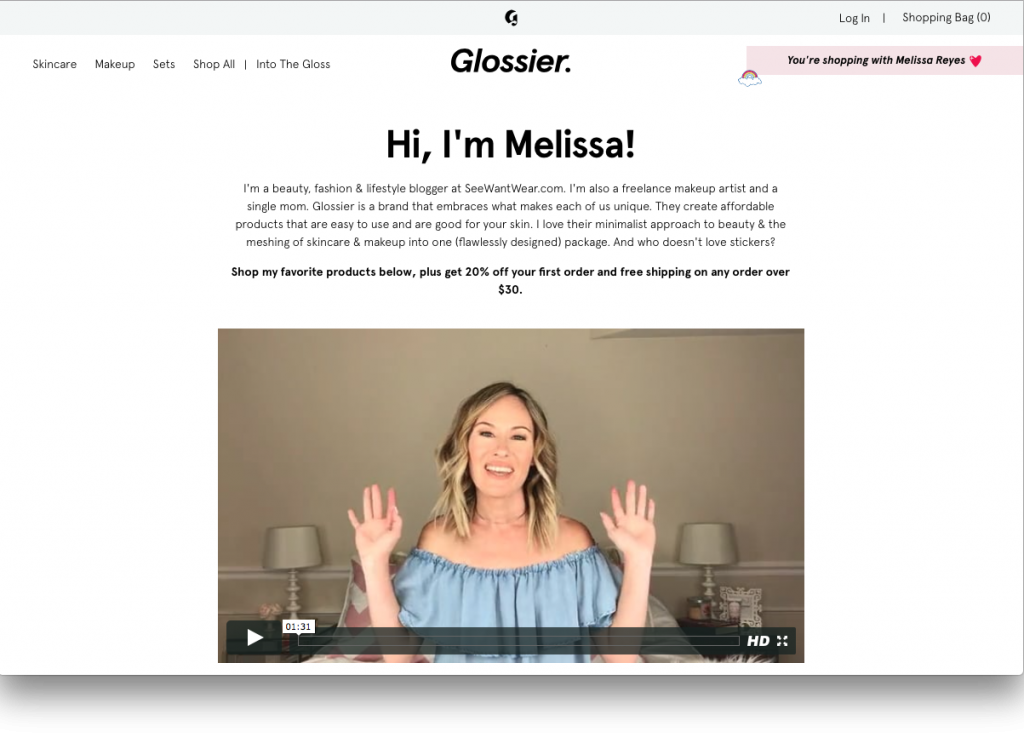 Glossier Rep Page